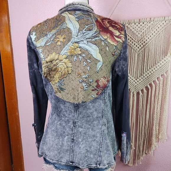 Aratta Silent Journey Acid Wash Tapestry Women's Jacket Blazer Medium - Picture 6 of 9